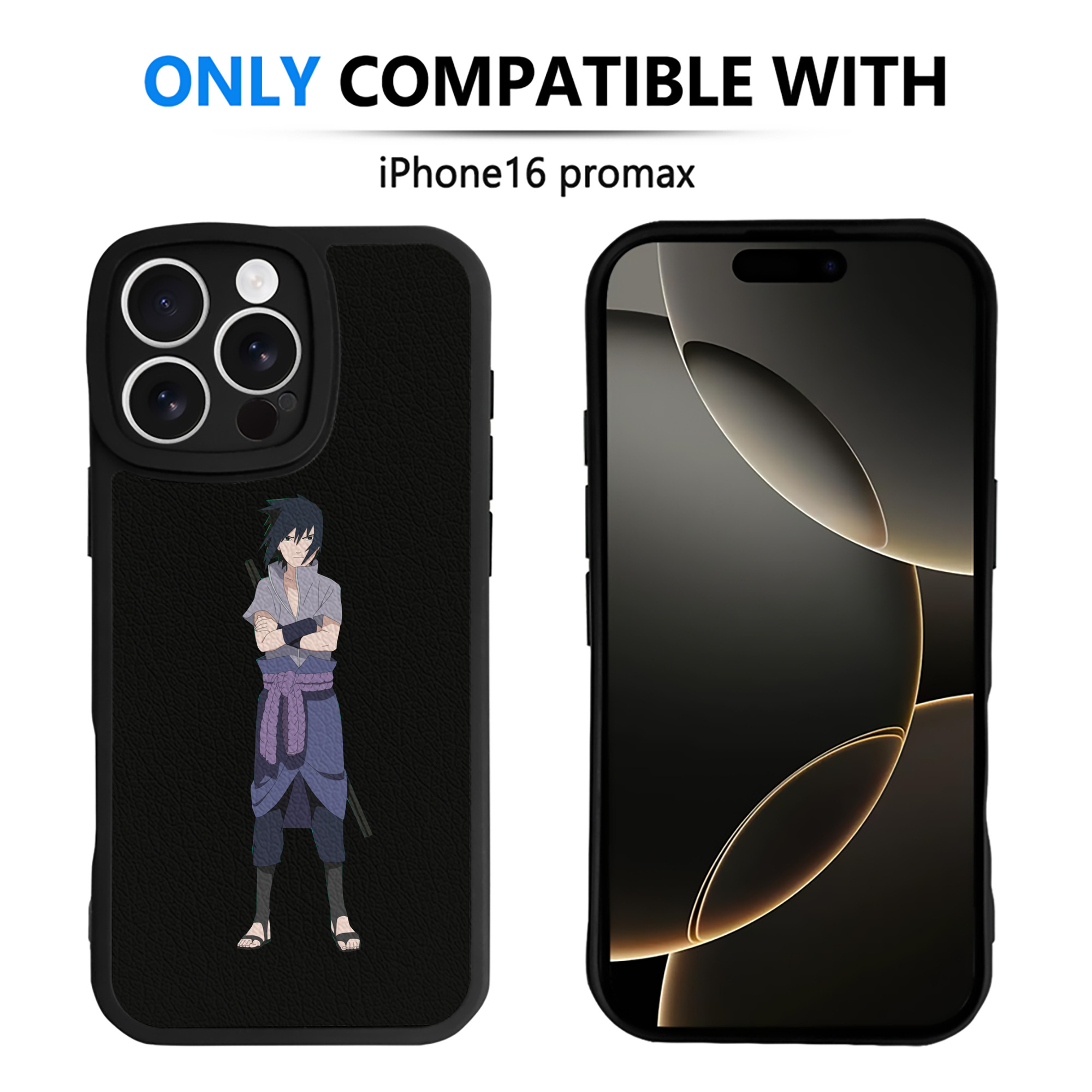 （画像用） NARUTO -ナルト- うちは サスケ Uchiha Sasuke 【iPhone 16シリーズ対応】シリコンスマホケース（レザー調） 材質：シリコン